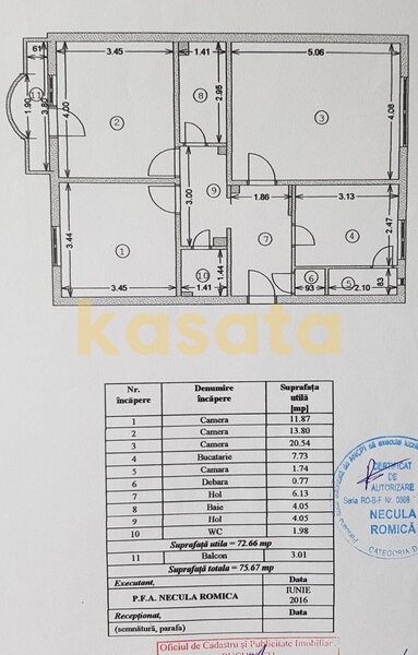Sebastian, 3 camere, hol H, decomandat, 76 mp